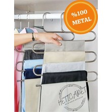 PremiumPort Modern 5 Bölmeli Metal Elbise ve Pantolon Askısı, Dolap Içi Organizatör