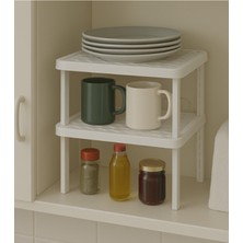 PremiumPort Iki Parça Kare Ayaklı Raf Yükseltici, Düzenleyici ve Dekoratif Set