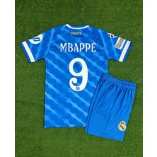 Real Madrid 2025/26 Yeni Sezon Kylian Mbappe Alternatif Çocuk Forması  ( Blue)-9