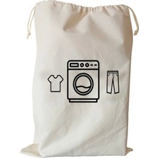PremiumPort Çamaşır Makinesi Desenli Kanvas Çok Amaçlı Kirli Çamaşır Torbası 50X70