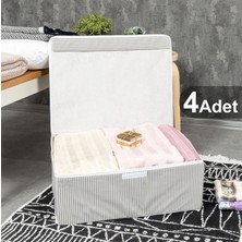 PremiumPort 4'lü Çok Amaçlı Kapaklı Kutu Baza Boy Gri 50X40X19 cm