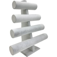 PremiumPort 4 Kademeli Gri Kumaş Bileklik ve Takı Standı, Şık ve Pratik Kullanım