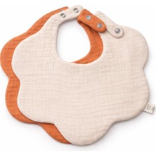 Boho Piccolo Kiremit , Bej 2'li %100 Pamuklu Organik 8 Katlı Müslin Bebek Mama Önlüğü / Salya Önlüğü