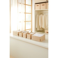 PremiumPort 6'lı Jüt Keten Çekmece ve Dolap Organizer Seti, Pratik Saklama Çözümü