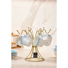 PremiumPort Paslanmaz Metal 6 Kancalı Bardak ve Fincan Düzenleyici