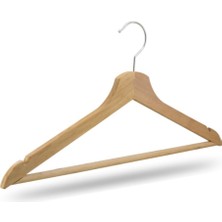 PremiumPort Ceviz Renk Ahşap Askı Barlı Elbise ve Pantolon Askısı 18 Adet