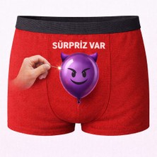 Onudabunuda Baskılı Erkek Boxer Sevgililer Günü Temalı Balon Desenli Komik Mizahi Esprili Pamuklu Likralı