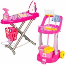 Depomiks Avm Barbie Oyuncak Temizlik Arabası + Barbie Oyuncak Ütü Masası Eğitici Oyuncak Set