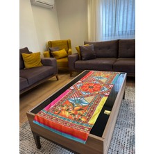 Karam Home Bohem Akdeniz Desenli Runner – Renkli Dekoratif Masa & Sehpa Örtüsü