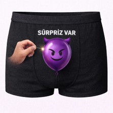 Onudabunuda Baskılı Erkek Boxer Sevgililer Günü Temalı Balon Desenli Komik Mizahi Esprili Pamuklu Likralı