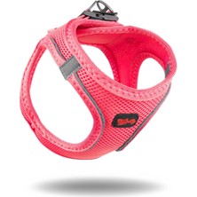 Feyza Design Yumuşak ve Nefes Alabilir Air-Mesh Köpek ve Kedi Göğüs Tasması, Neon Pembe