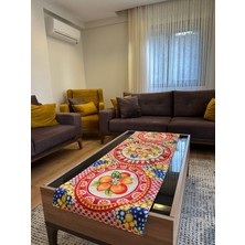 Karam Home Akdeniz Desenli Turuncu Runner / Limon Figürlü Renkli Runner