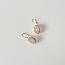 Vesce Atelier Fasetli Pembe Kuars Doğal Taş Küpe