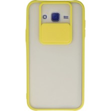 Hsc Bilişim Galaxy J7 Kılıf Palm Buzlu Kamera Sürgülü Silikon - Sarı