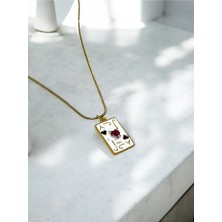 Mac Center Aşk Kupa As Kağıt Detaylı Çelik Kadın Kolye-Bayan Kolye -Kadın Kolye -Çelik Kolye-Hediye Paketli