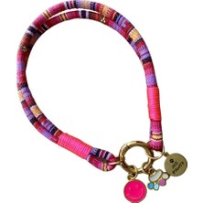 Feyza Design Sevimli Pembe Ip Halat Kedi Köpek Kolye Charm Uçlu