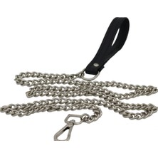 Feyza Design Deri Saplı Köpek Gezdirme Zinciri, 8mm, 140CM, Güçlü ve Şık Tasarım