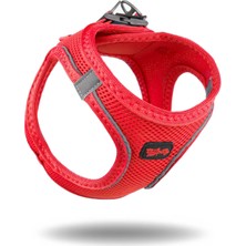 Feyza Design Nefes Alabilir Air-Mesh Kedi ve Köpek Göğüs Tasması, Parlak Kırmızı