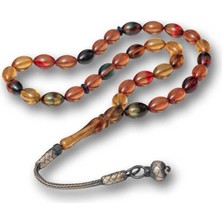 Norino Gümüş Top Kazaz Püsküllü Sıkma Kehribar Tesbih