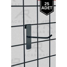 PremiumPort 25 Adet Siyah Tel Pano Kancası, 15 cm Raf ve Askı Seti