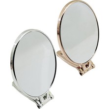 Toyigoo Oval   6.5 İNÇ=16.5X13CM  Makyaj Aynası  Çift Taraflı   Bronz - Gümüş Pls.çerçeve   Katlanı