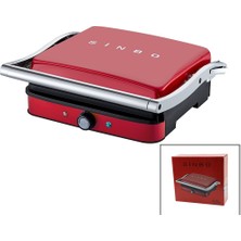 Toyigoo Kırmızı Izgara ve Tost Makinesi Ayarlanabilir Isı 180 Derece Açılabilir Üst Gövde SSM-2571