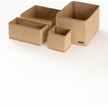 PremiumPort Pratik 4'lü Jüt Dolap Içi Organizer, Düzen ve Ferahlık Sağlar