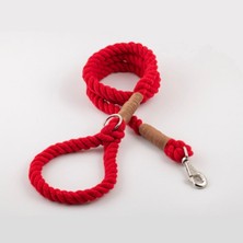 Feyza Design Kırmızı Köpek Gezdirme Tasması ve Kayışı, Doğal Pamuk Halat