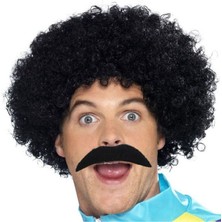 Skygo Siyah Scouser Erkek Kısa Peruk 120 Gr ve Bıyık Seti