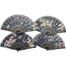 ForWhat Büro Ev Ofis Hediyesi Için 12ADET Alaca Plastik Kumaş Yelpaze Seti