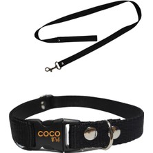 Feyza Design Küçük Irklar Için Siyah Köpek Boyun Tasması ve Gezdirme Ipi 25-40 cm