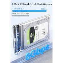 Arbix 2.5 '' Harici Sabit Sürücü Muhafazası, 6gbps USB C 3.1 Gen 2 - Sata Iıı Aletsiz Şeffaf Harici Sabit Sürücü Kılıfı 7mm/uasp ile 9,5 mm 2,5 Inç SSD HDD Wd Toshiba Samsung Ps4 Ps5 ile Uyumlu