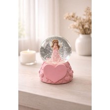 PremiumPort Aydınlatmalı Kalpli Melek Şans Kar Küresi, Sıcak ve Şık Dekorasyon