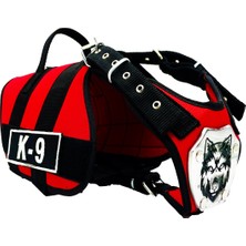 Feyza Design Kırmızı K9 Kurt Başlı Köpek Göğüs Tasması, Güçlü ve Şık Tasarım