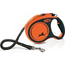 Feyza Design Xtreme M Boy Şerit Tasma, 5m Otomatik Uzatma, Turuncu, Max 35KG, Medium