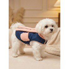 Feyza Design Şık ve Rahat Kışlık Denim ve Peluş Detaylı Kedi Köpek Yeleği