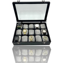 PremiumPort 15'li Siyah Saat Kutusu, Güvenle Saklama ve Düzenleme Için Mükemmel