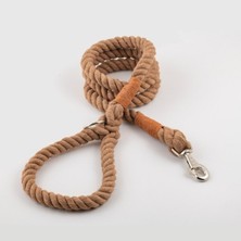 Feyza Design Kahverengi Köpek Gezdirme Tasma ve Kayış Seti, Doğal Pamuk Halat 75CM