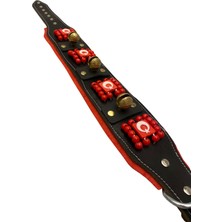 Feyza Design Sağlam Kangal Köpek Tasması, 3 Zilli Boncuk ile Hakiki Deri Tasarım