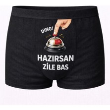 Onudabunuda Baskılı Erkek Boxer Sevgililer Günü Temalı Zile Bas Desenli Komik Mizahi Esprili Pamuklu Likralı