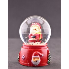 PremiumPort Mini Yılbaşı Kar Küresi 6.5 cm Işıklı Noel Baba ve Hediye Paketi