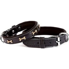 Feyza Design Yumuşak Deri Köpek Boyun Tasması, Siyah, 2X30-35 Cm, Rahat ve Şık