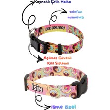 Feyza Design Renkli Donut Desenli Köpek Boyun Tasması, Tüm Irklar Için Uygun