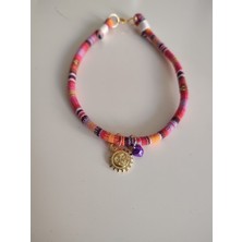 Feyza Design Ayarlanabilir Pembe Köpek Boyun Tasması Bohem Tarzı 30-45 cm