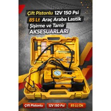 Nayer Çift Pistonlu 12V 150 Psı 85 L/dk Araç Lastik Şişirme ve Tamir Seti