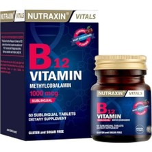 Nutraxin B12 Vitamin 1000 Mcg 60 Tablet Takviye Edici Gıda - Dezenfektan Hediyeli (%72 Alkol)