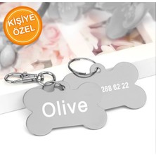 Feyza Design Özel Tasarımlı Çelik Kedi Köpek Isimlikleri, Beyaz Renkli ve Şık Tasarım