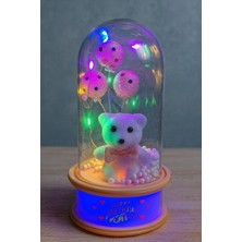 PremiumPort Sevimli LED Işıklı Ayıcık Fanus, Huzurlu ve Şık Dekorasyon Parçası