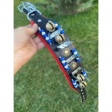 Feyza Design Yavru Kangal Çoban Köpek Tasması, Hakiki Deri, 4 Zilli, Dayanıklı ve Şık