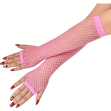 Skygo 80’ler 90’lar Retro Neon Pembe File Parmaksız Eldiven 26 cm